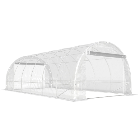 Gradina & balcon -  Sera tunel 3x6x2 m cu usi rulabile, cadru din otel si acoperire anti-UV din PE, transparenta