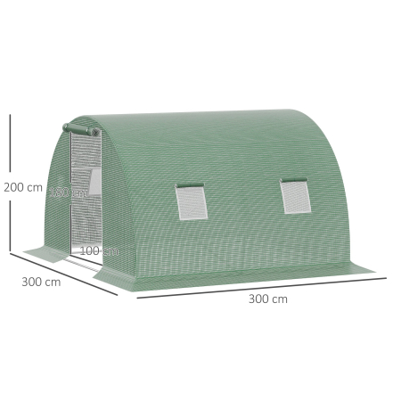  Sera tunel de gradina cu protectie din PE, Usa cu incuietoare si 4 ferestre, verde [2]