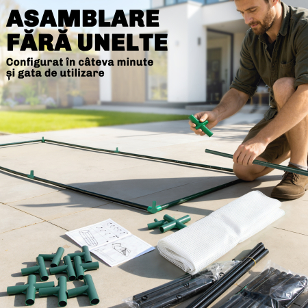 Sera Tunel  din Otel si cu Capac din PVC, 200x100x80 cm, Transparent si Verde [6]