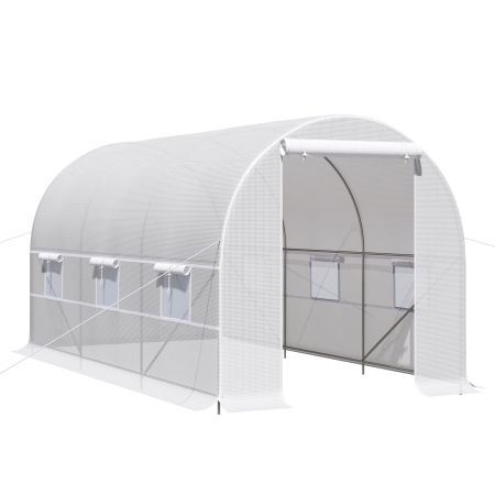 Prelate, pavilioane, umbrele terasa -  Sera Tunel Gradina 4×2×2 m, Cadru Otel Galvanizat, Prelata PE, 6 Ferestre Rulabile, Ventilatie si Protectie UV