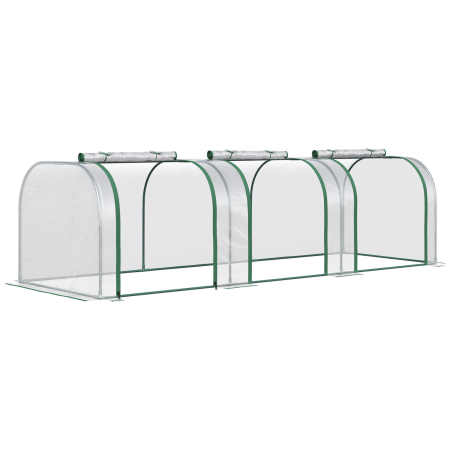 Prelate, pavilioane, umbrele terasa -  Sera Tunel PVC & Otel - 295×100×80 cm, Cu Usi Fermoar
