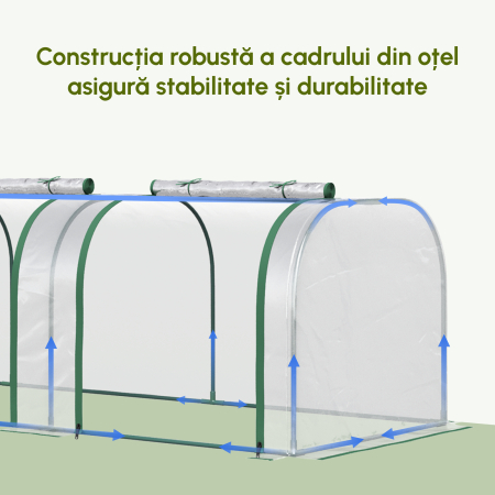  Sera Tunel PVC & Otel - 295×100×80 cm, Cu Usi Fermoar [3]