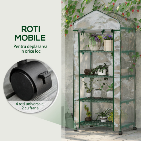  Sera Verticala Alb 4 Rafturi - Otel & PVC, Pentru Balcon/Terasa [6]