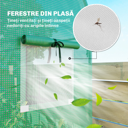  Sera Verticala pentru Balcon cu Usa si Ferestre Rulabile, Sera pentru Gradina cu Structura din Otel si Acoperis din PE, pentru Plante, Legume, Flori, Fructe, Anti UV, 170x68x200 cm, Verde [5]