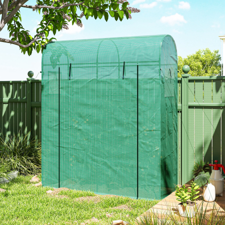  Sera Verticala pentru Balcon cu Usa si Ferestre Rulabile, Sera pentru Gradina cu Structura din Otel si Acoperis din PE, pentru Plante, Legume, Flori, Fructe, Anti UV, 170x68x200 cm, Verde [8]