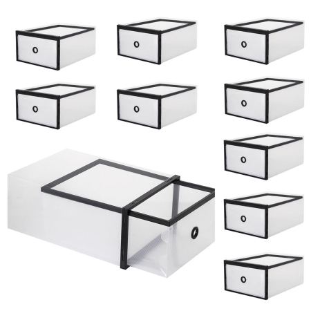 Dormitor & birou - Set 10 cutii organizare pentru pantofi, 33x23x13, transparent
