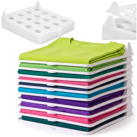 Set 10 organizatoare pentru separare si depozitare haine, stivuibile, 26x32 cm, alb [2]