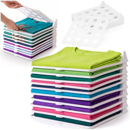 Set 10 organizatoare pentru separare si depozitare haine, stivuibile, 26x32 cm, alb [1]
