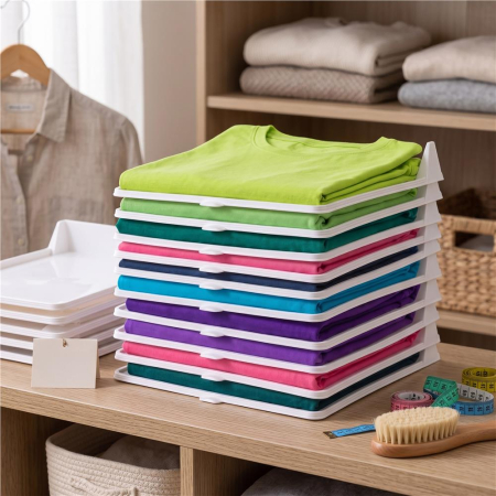 Set 10 organizatoare pentru separare si depozitare haine, stivuibile, 26x32 cm, alb [15]