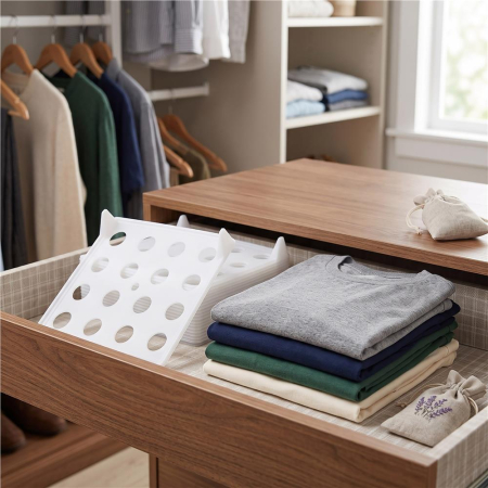 Set 10 organizatoare pentru separare si depozitare haine, stivuibile, 26x32 cm, alb [13]