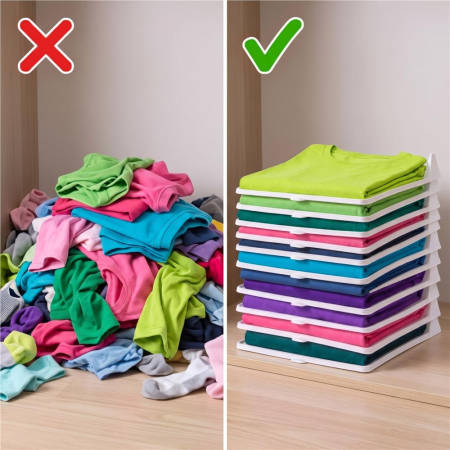 Set 10 organizatoare pentru separare si depozitare haine, stivuibile, 26x32 cm, alb [4]