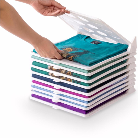 Set 10 organizatoare pentru separare si depozitare haine, stivuibile, 26x32 cm, alb [9]