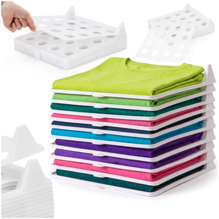 Set 10 organizatoare pentru separare si depozitare haine, stivuibile, 26x32 cm, alb [3]
