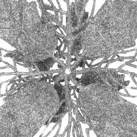 Set 10 ornamente pentru bradul de Craciun, stea Poinsettia, 16cm, argintiu [2]