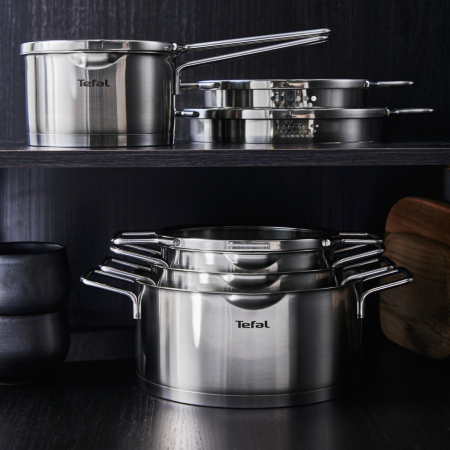 Set 10 piese Tefal Nordica H852SA56, craticioara 16 cm, oale 18/20/24 cm, oala pentru paste 22 cm, capace din sticla cu strecurare, inox, baza Thermo- [3]