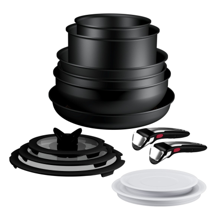 Tigai si seturi - Set 13 piese Tefal Ingenio Excellence+ P0009753, tigaie de 24/28 cm, wok 26 cm, tigaie saute 24 cm, cratita 16/20 cm, capac ermetic 16/20 cm, capac st