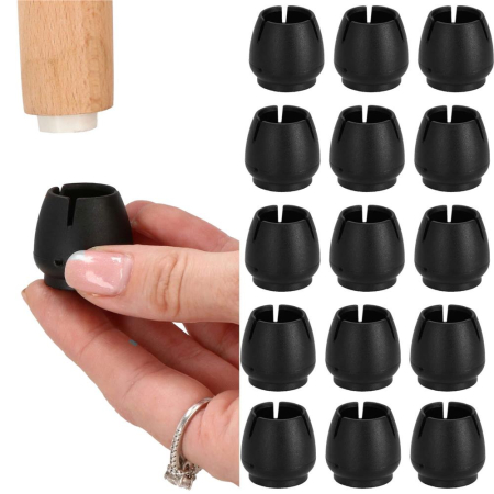 Set 16 protectii pentru picioare de mobilier cu baza din fetru, Ø14-16 mm, negru [7]