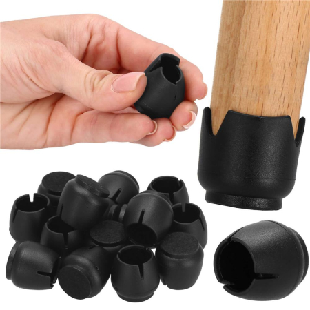 Set 16 protectii pentru picioare de mobilier cu baza din fetru, Ø14-16 mm, negru [2]