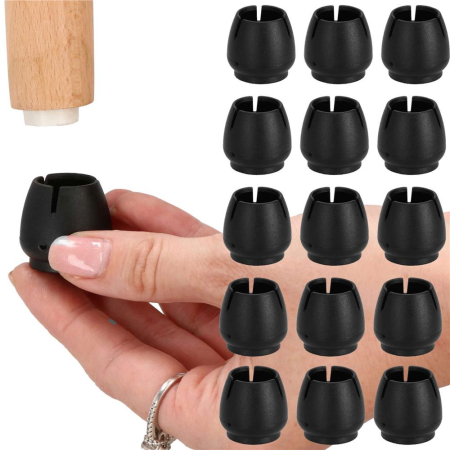 Set 16 protectii pentru picioare de mobilier cu baza din fetru, Ø14-16 mm, negru [6]
