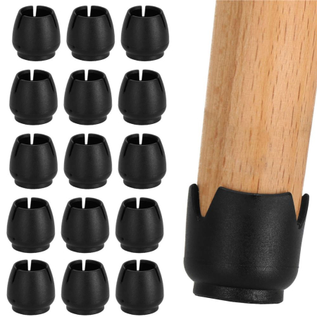 Bucatarie - Set 16 protectii pentru picioare de mobilier cu baza din fetru, Ø14-16 mm, negru