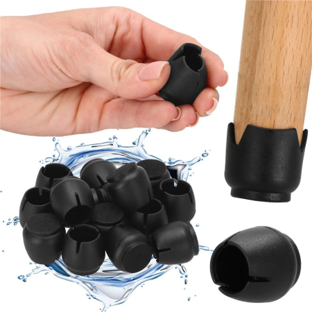 Set 16 protectii pentru picioare de mobilier cu baza din fetru, Ø14-16 mm, negru [8]