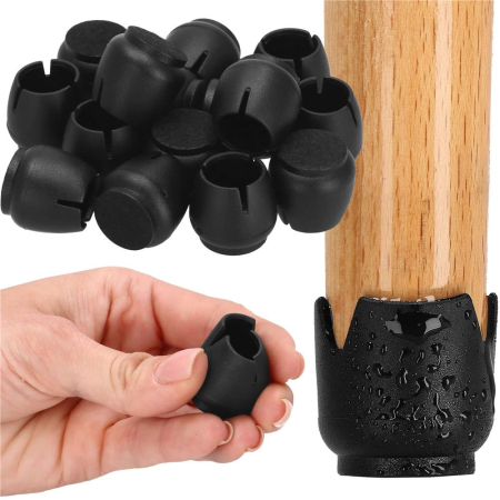 Set 16 protectii pentru picioare de mobilier cu baza din fetru, Ø14-16 mm, negru [11]