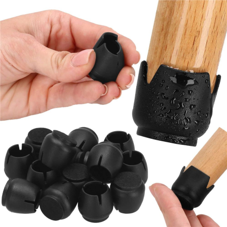 Set 16 protectii pentru picioare de mobilier cu baza din fetru, Ø14-16 mm, negru [10]