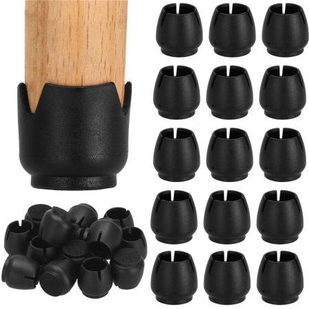 Set 16 protectii pentru picioare de mobilier cu baza din fetru, Ø14-16 mm, negru [4]