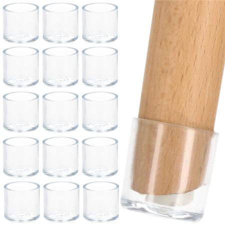 Bucatarie - Set 16 protectii pentru picioare de mobilier, silicon PVC, Ø18 mm, transparent