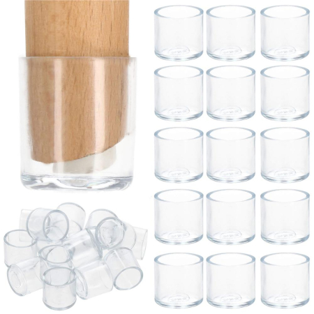 Set 16 protectii pentru picioare de mobilier, silicon PVC, Ø18 mm, transparent [24]