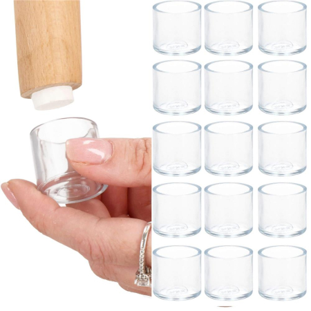 Set 16 protectii pentru picioare de mobilier, silicon PVC, Ø18 mm, transparent [27]