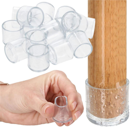 Set 16 protectii pentru picioare de mobilier, silicon PVC, Ø18 mm, transparent [26]