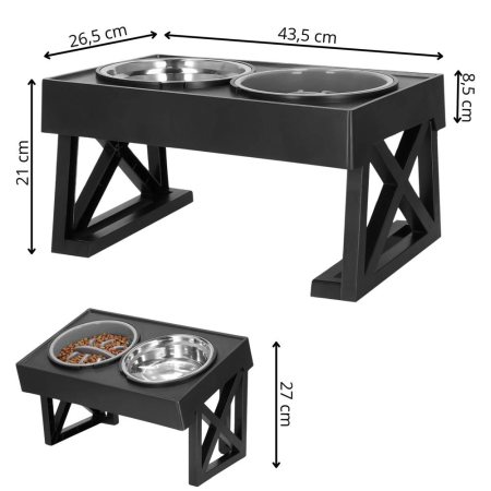 Set 2 boluri stand reglabil inaltime unghi caini inox, 2x21 cm, ergonomic, argintiu [15]