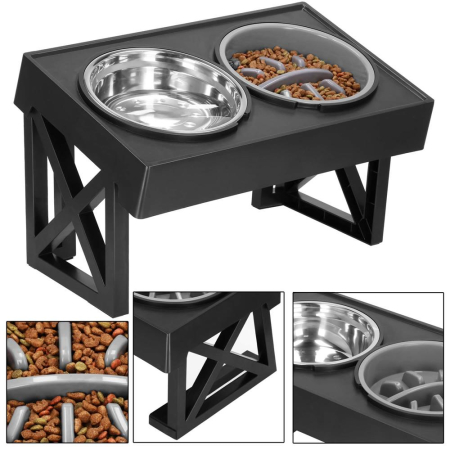 Set 2 boluri stand reglabil inaltime unghi caini inox, 2x21 cm, ergonomic, argintiu [14]