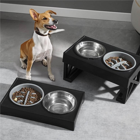 Set 2 boluri stand reglabil inaltime unghi caini inox, 2x21 cm, ergonomic, argintiu [6]