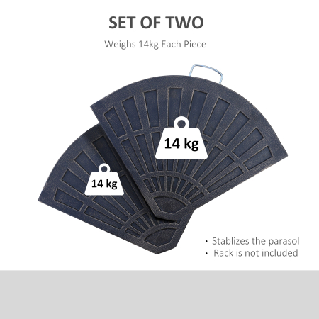  Set 2 Greutaţi pentru Umbrela de 28 kg cu Design in Evantai şi Maner, 66x47x4.2 cm, Bronz [4]