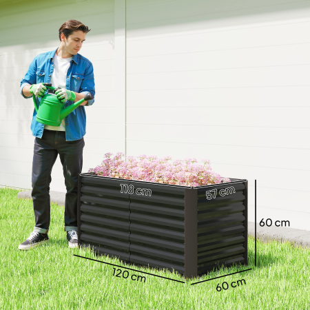  Set 2 Jardiniere Gradina inaltate 120×60×60 cm - Otel Galvanizat [2]