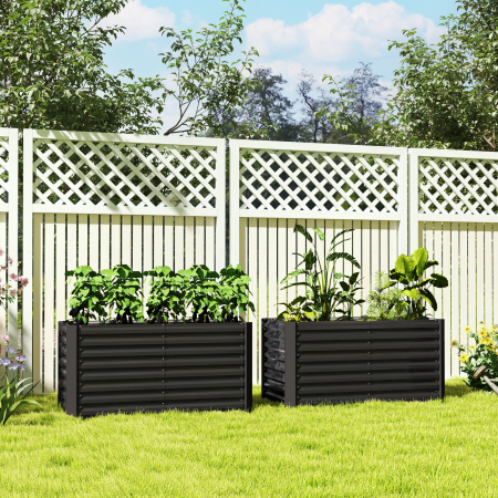  Set 2 Jardiniere Gradina inaltate 120×60×60 cm - Otel Galvanizat [1]