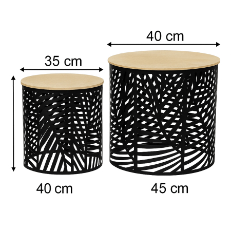 Set 2 masute cafea Atmosphera Akira, 39x45 cm si 35x40 cm, structura metalica, negru [4]