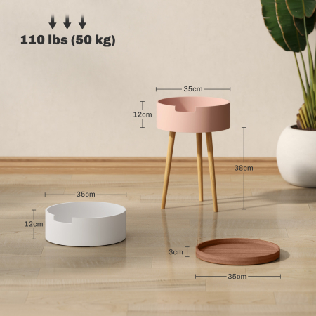  Set 2 Masute de Cafea pe 3 Nivele, cu 2 Compartimente si Blat Superior tip Tava, Multicolor [2]