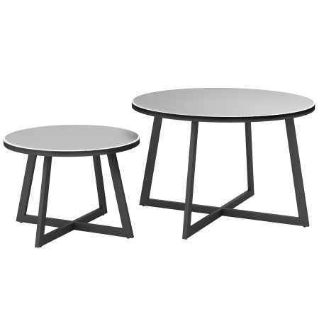 Gradina & balcon -  Set 2 Masute de Gradina cu Blat din Sticla Securizata, Ø70x45 cm, Gri