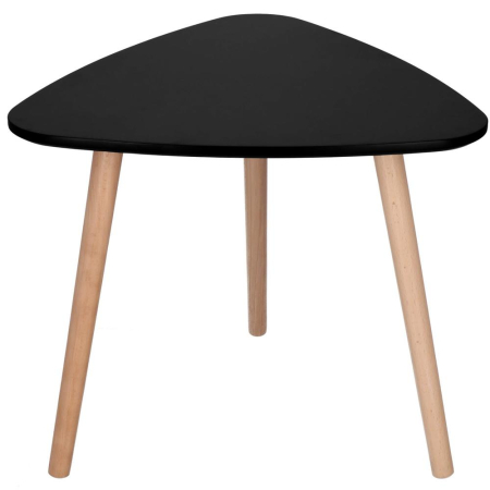 Set 2 mese de cafea, ovale, 54x45 cm si 41x40 cm, Blat MDF, Picioare lemn, Negru [7]