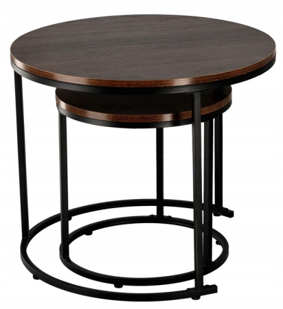 Set 2 mese pentru cafea, cadru otel, blat MDF, 60x60x50 cm si 40x40x40 cm, maro [2]