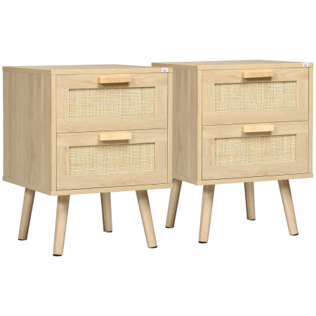Mobila dormitor -  Set 2 Noptiere Boho cu 2 Sertare Spatioase