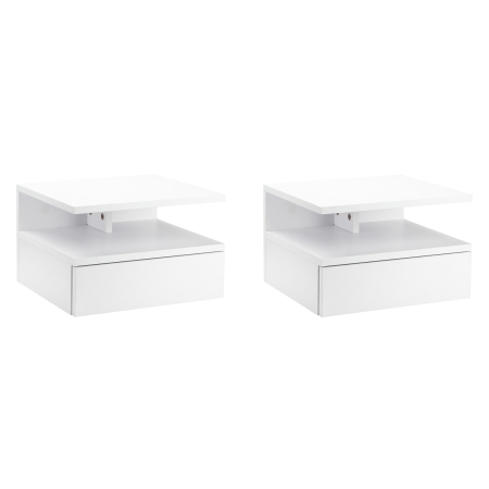 Dormitor & birou -  set 2 noptiere moderne din lemn suspendate,pentru dormitor camera de zi,35x32x22.5cm, alb