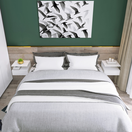  set 2 noptiere moderne din lemn suspendate,pentru dormitor camera de zi,35x32x22.5cm, alb [5]