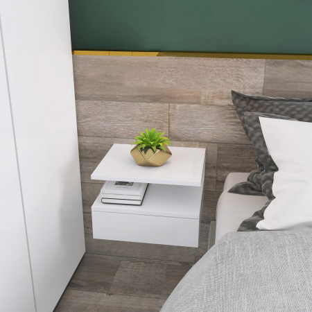  set 2 noptiere moderne din lemn suspendate,pentru dormitor camera de zi,35x32x22.5cm, alb [1]