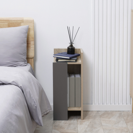  Set 2 Noptiere Moderne - Gri cu Polita Deschisa [3]