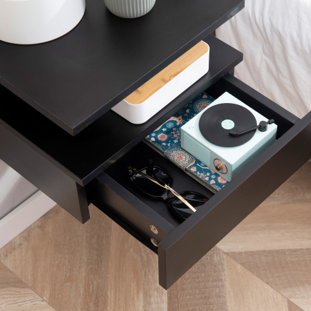  Set 2 Noptiere Suspendate - Lemn Cu Sertar & Polita Superioara [6]