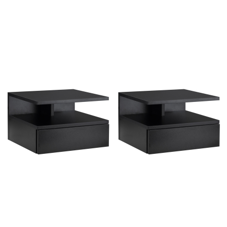 Dormitor & birou -  Set 2 Noptiere Suspendate - Lemn Cu Sertar & Polita Superioara